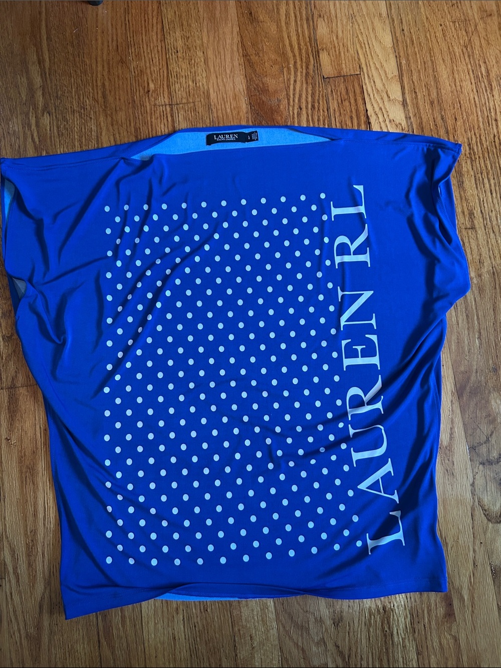 Lauren Ralph Lauren Royal Blue Short-Sleeve Polka Dot Logo Tee